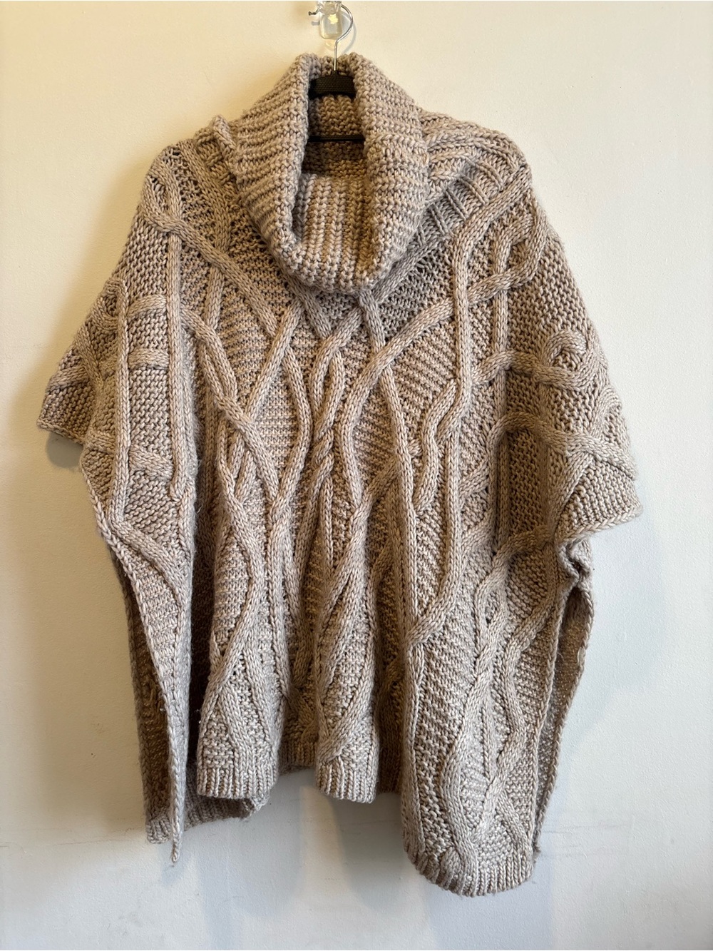Zara Taupe Cable Knit Cowl Neck Sweater